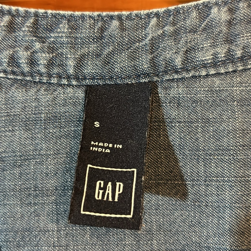 Gap Women’s chambray Long Sleeve Dress w/ elastic waist w/Drawstring size Small - Picture 2 of 8